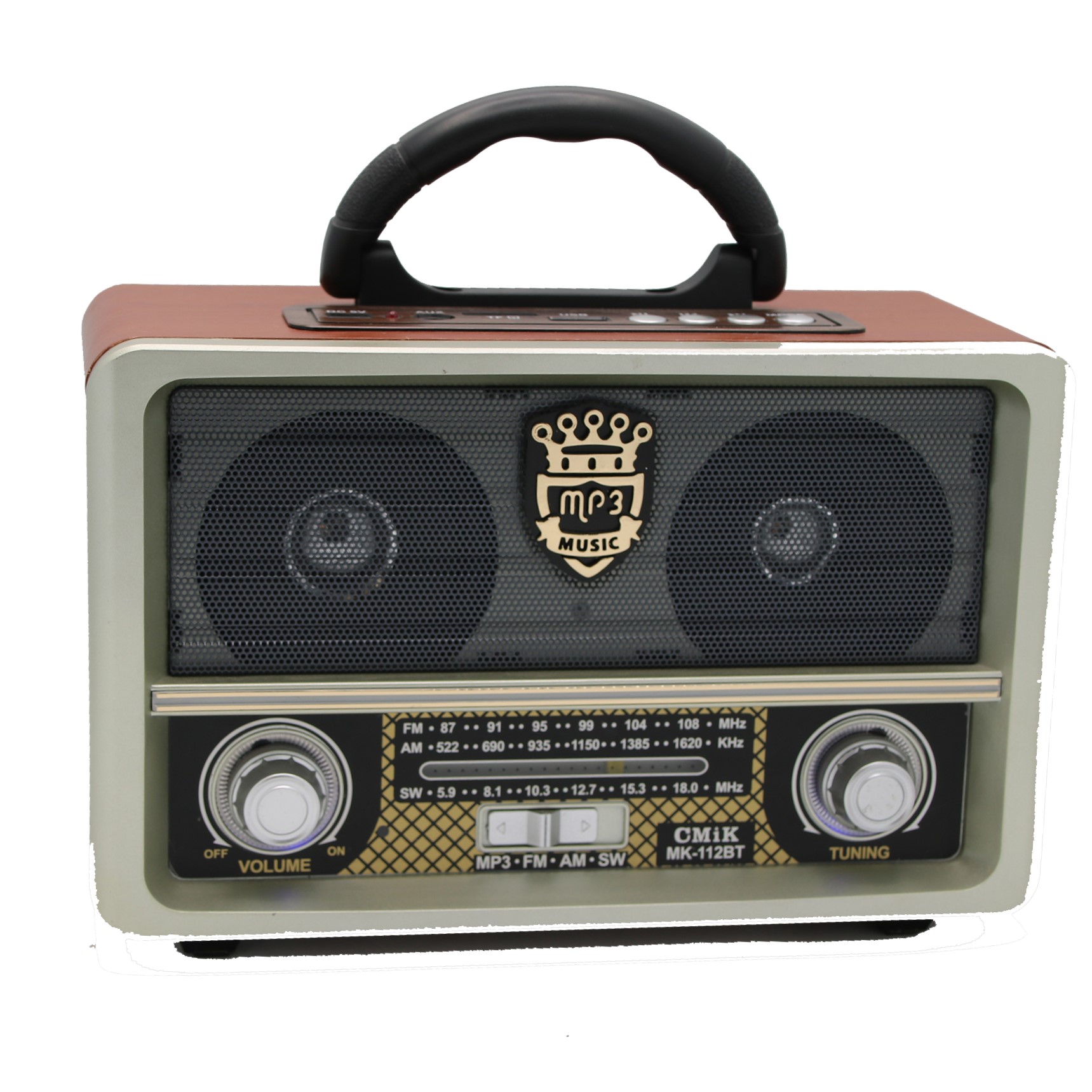Radio portabil, fm/am/sw1-2, 3 benzi, antena retractabila, mp3 player, aux, usb, sd, microsd, retro